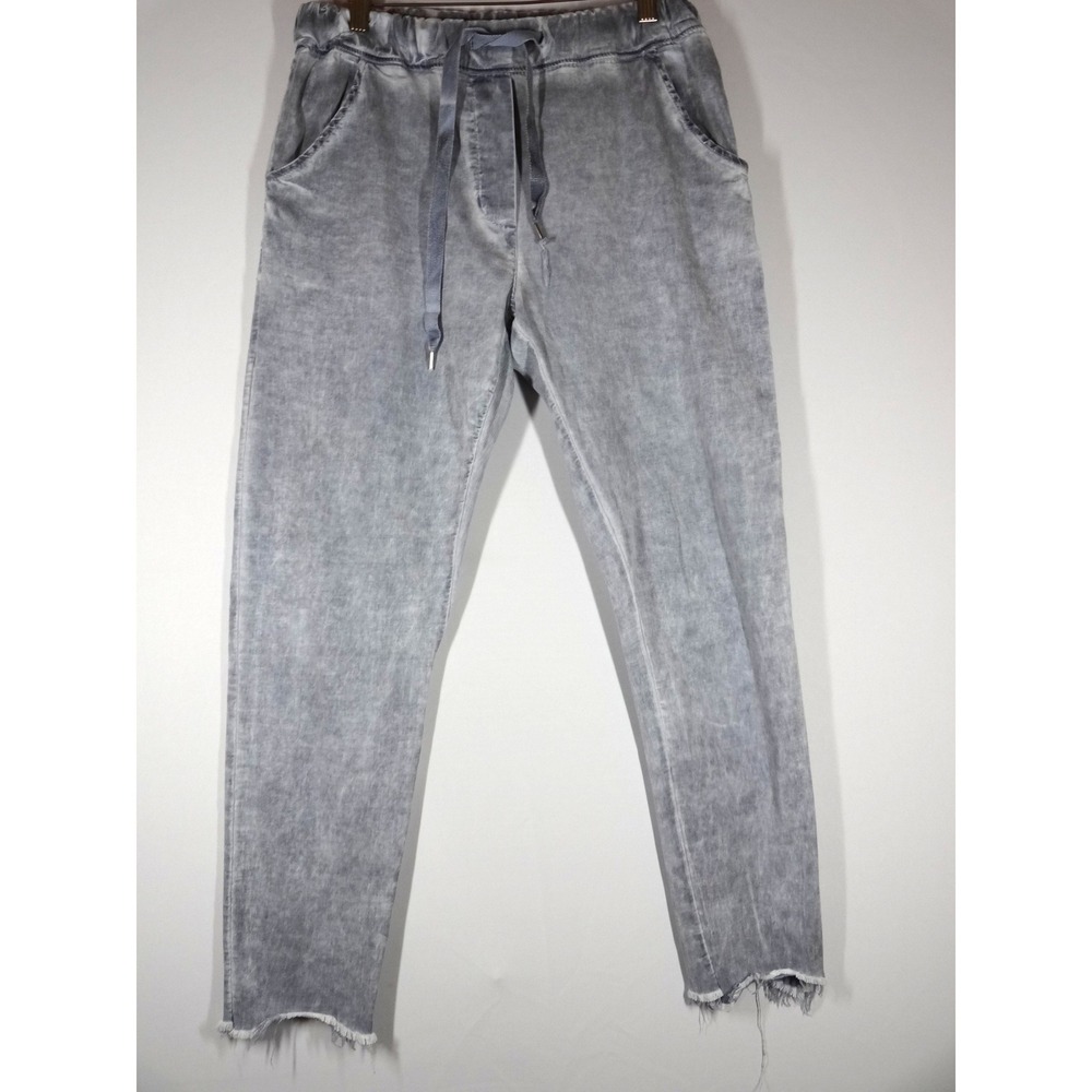 Tina Stephens Joggers S Gray Wash Raw Hem Distressed Streetwear Casual Italy